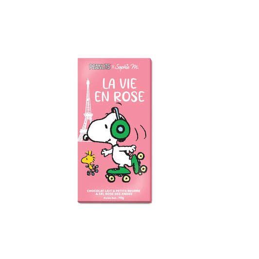 Peanuts Snoopy – Tablette VIE EN ROSE chocolat lait p'tit beurre