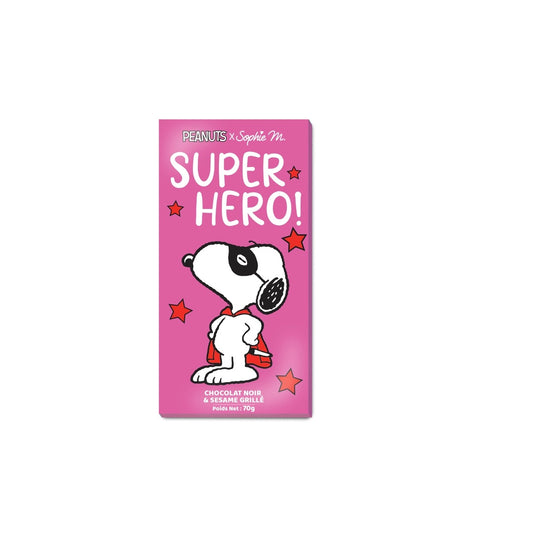 Peanuts Snoopy – Tablette SUPER HERO chocolat noir sésame