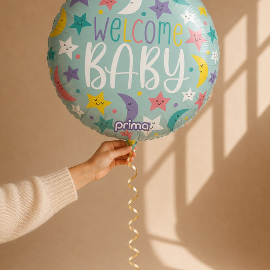 Ballon Naissance Welcome Baby Lune & Étoiles