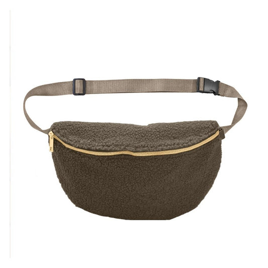 Sac banane polaire marron