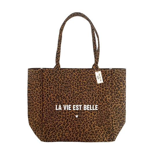 Sac cabas léopard la vie est belle